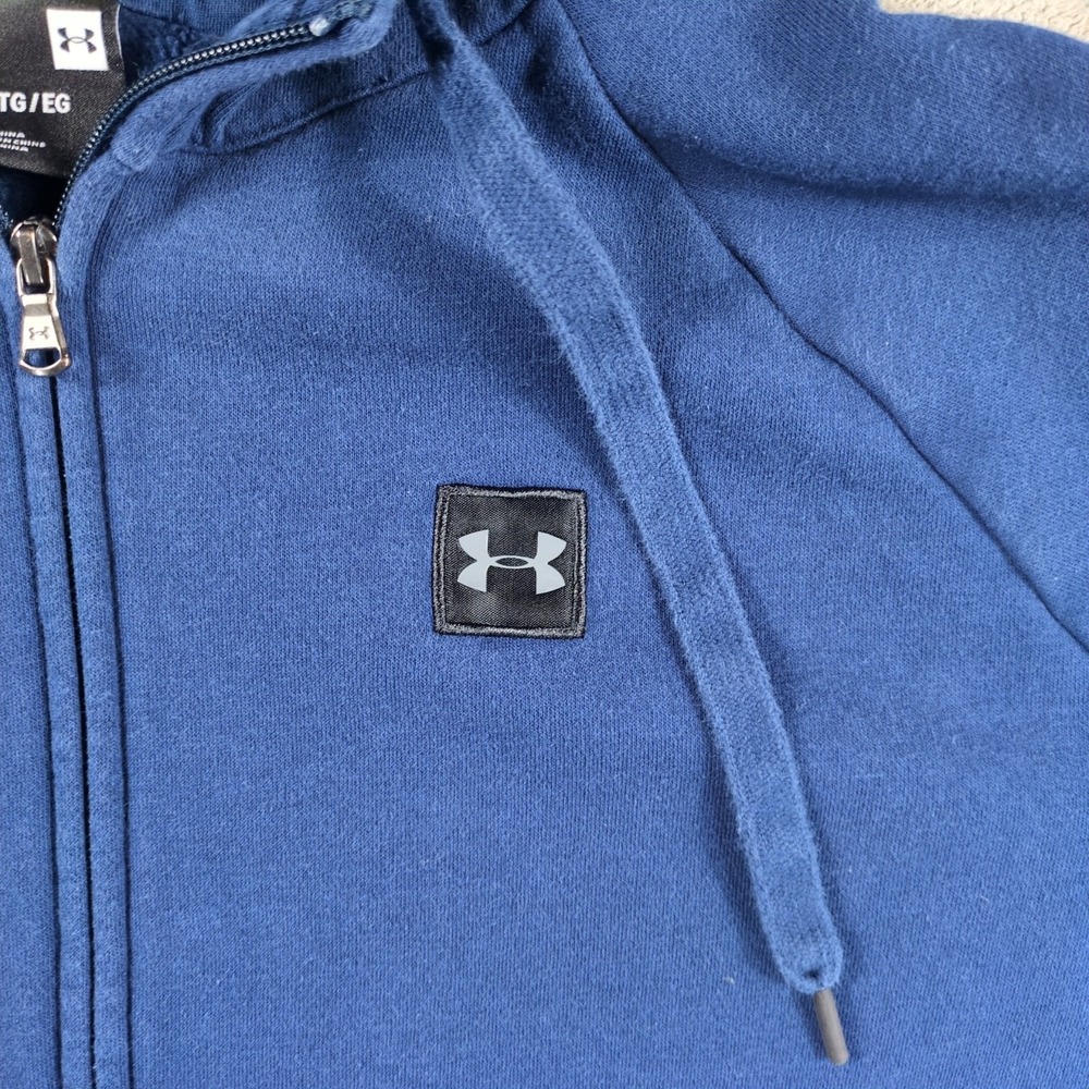 Under Armour Hoodie Mens XL Navy Blue Fleece Lined Gymwear Sweatshirt Full Zip - Picture 6 of 8